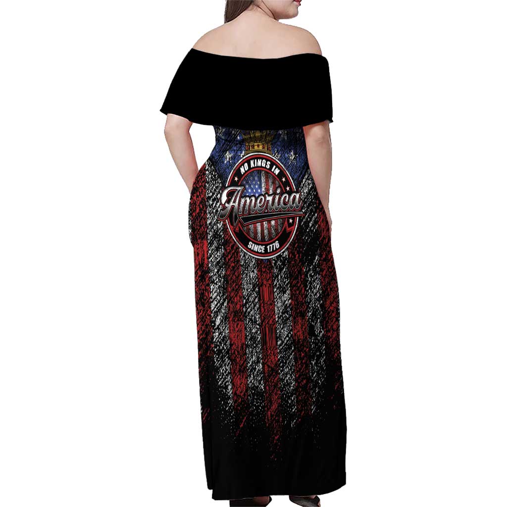 No Kings In America Since 1777 Family Matching Off Shoulder Maxi Dress and Hawaiian Shirt Retro Vibe - Wonder Print Shop