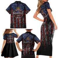 No Kings In America Since 1777 Family Matching Short Sleeve Bodycon Dress and Hawaiian Shirt Retro Vibe - Wonder Print Shop
