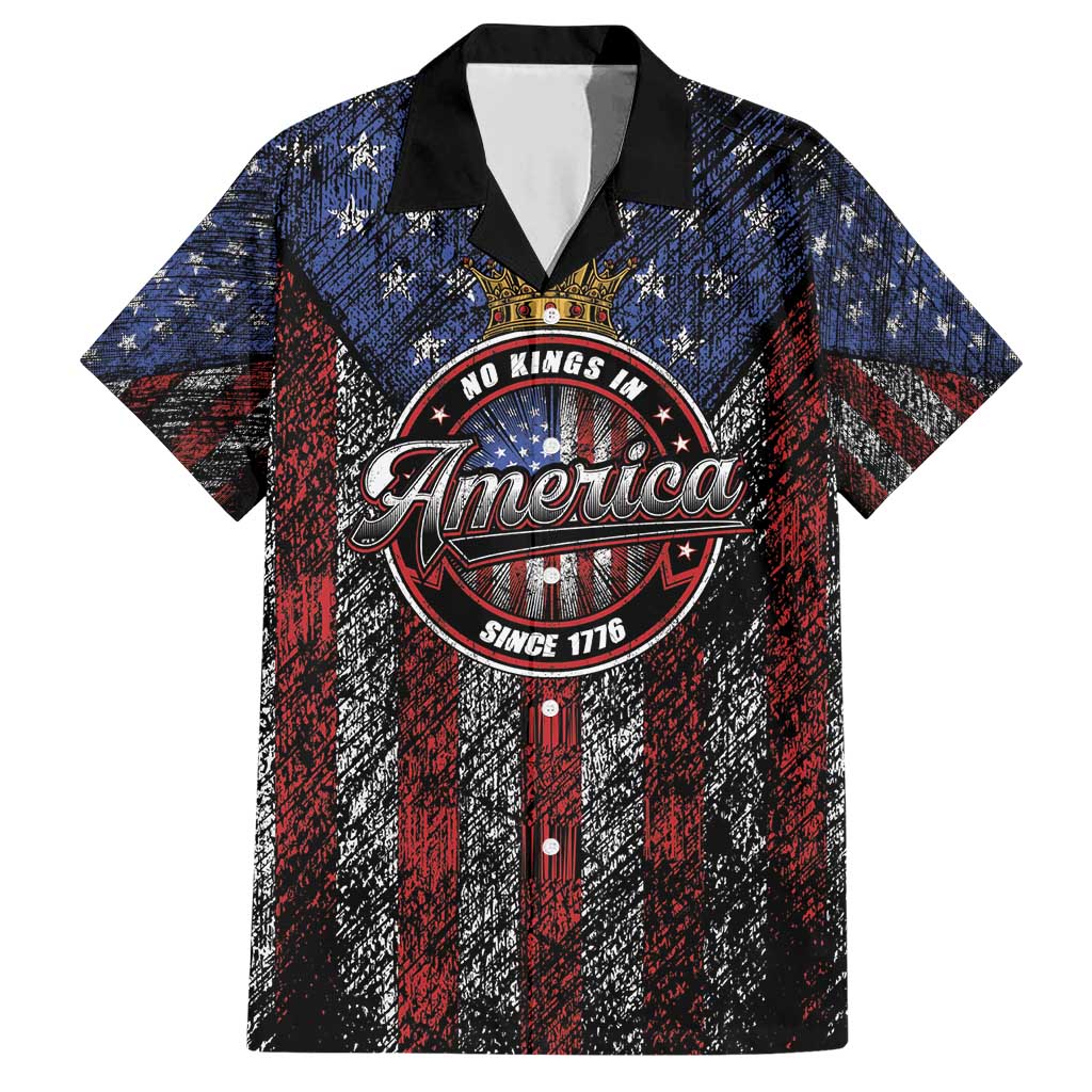 No Kings In America Since 1777 Family Matching Short Sleeve Bodycon Dress and Hawaiian Shirt Retro Vibe - Wonder Print Shop