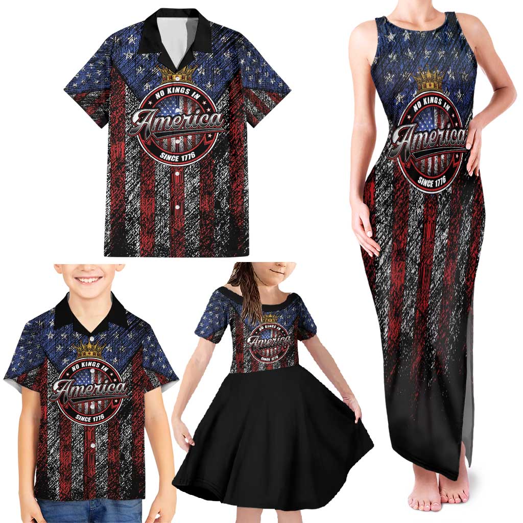 No Kings In America Since 1777 Family Matching Tank Maxi Dress and Hawaiian Shirt Retro Vibe - Wonder Print Shop