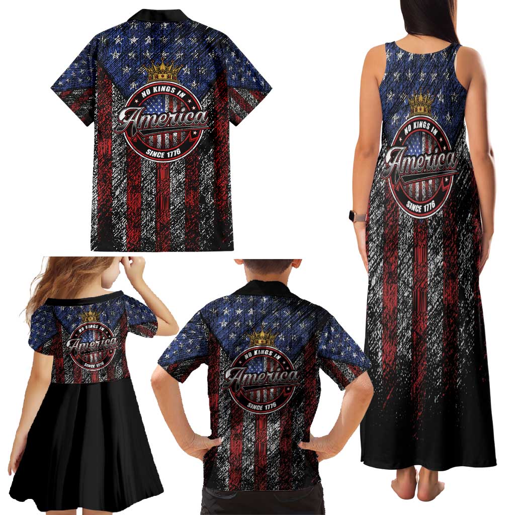 No Kings In America Since 1777 Family Matching Tank Maxi Dress and Hawaiian Shirt Retro Vibe - Wonder Print Shop