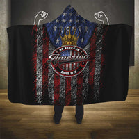 No Kings In America Since 1777 Hooded Blanket Retro Vibe - Wonder Print Shop