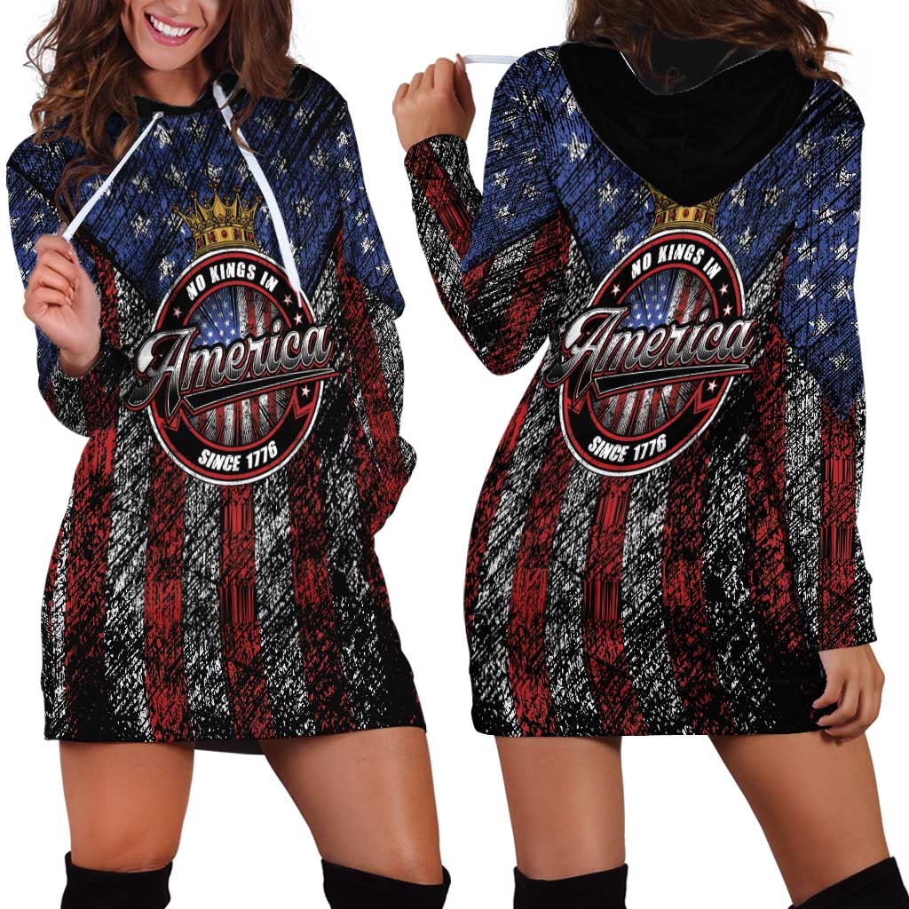 No Kings In America Since 1777 Hoodie Dress Retro Vibe - Wonder Print Shop