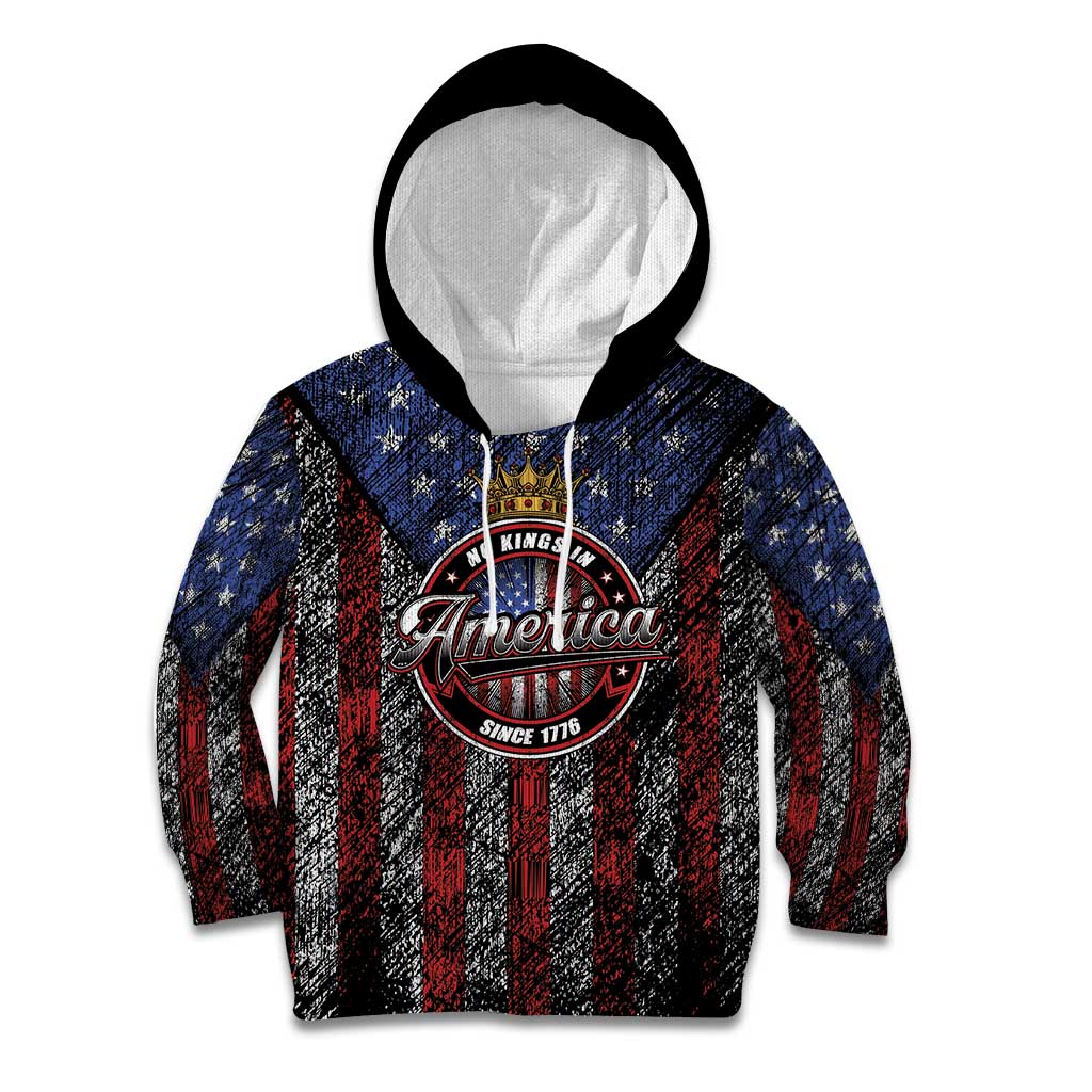 No Kings In America Since 1777 Kid Hoodie Retro Vibe - Wonder Print Shop