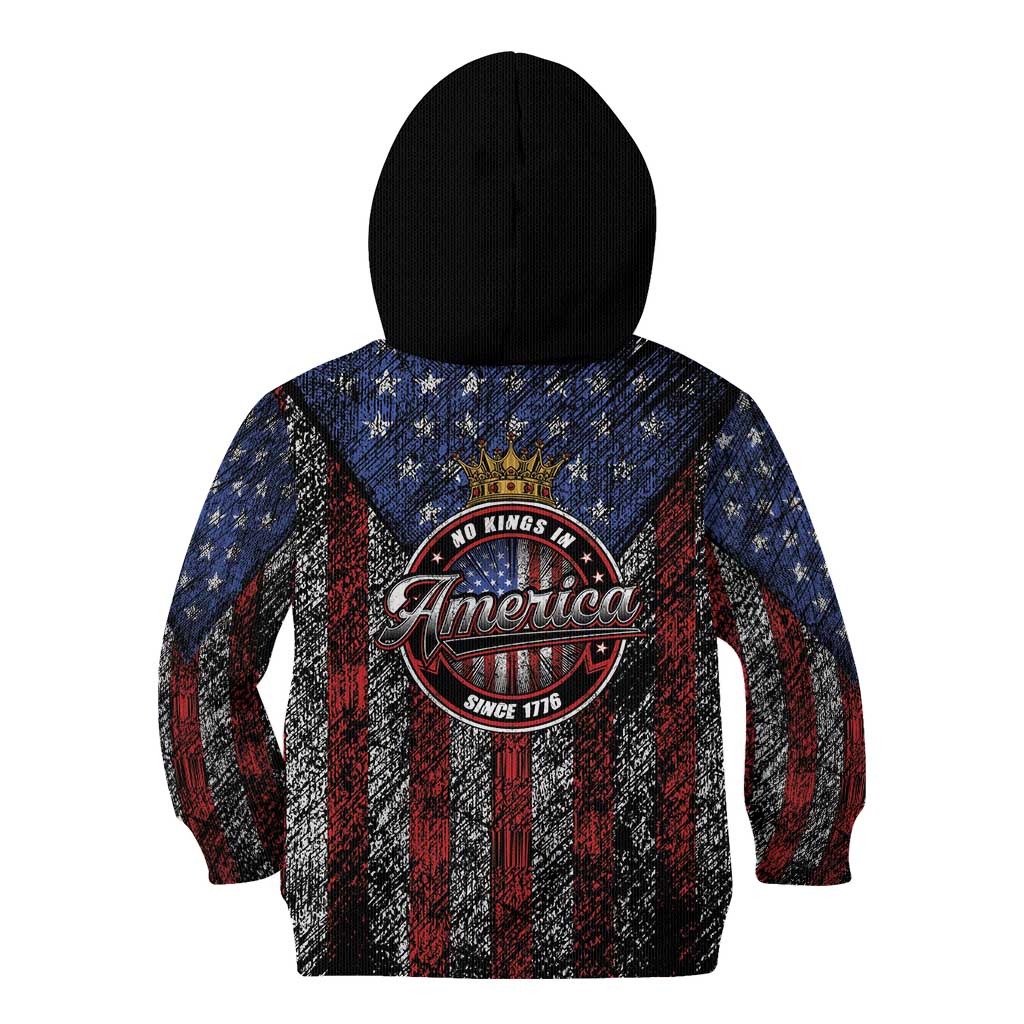 No Kings In America Since 1777 Kid Hoodie Retro Vibe - Wonder Print Shop