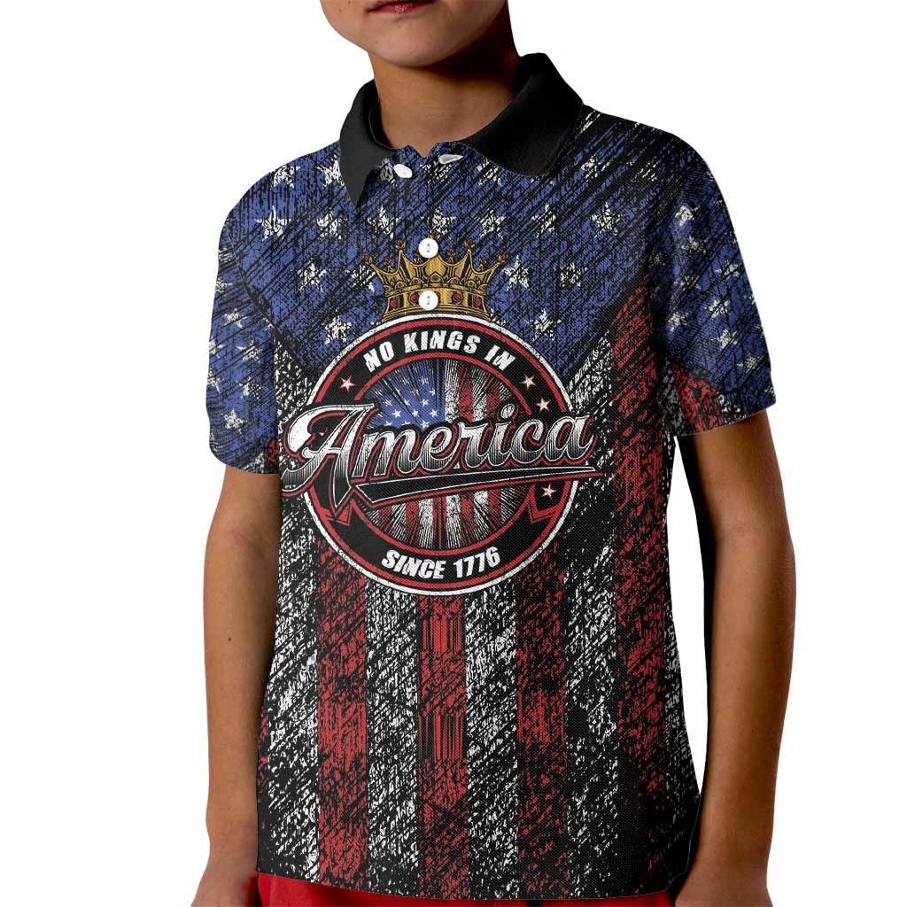 No Kings In America Since 1777 Kid Polo Shirt Retro Vibe - Wonder Print Shop