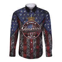 No Kings In America Since 1777 Long Sleeve Button Shirt Retro Vibe - Wonder Print Shop