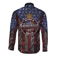 No Kings In America Since 1777 Long Sleeve Button Shirt Retro Vibe - Wonder Print Shop