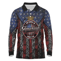 No Kings In America Since 1777 Long Sleeve Polo Shirt Retro Vibe - Wonder Print Shop