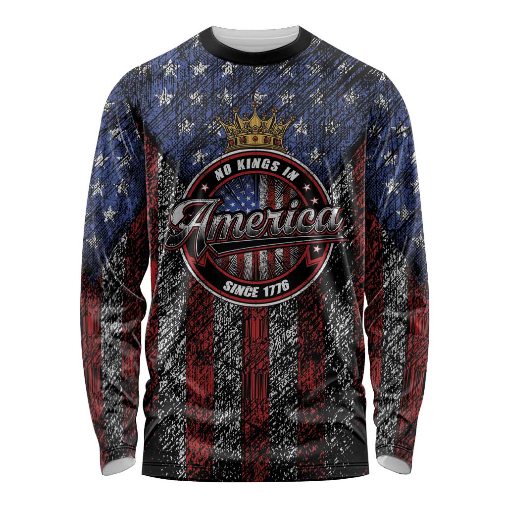 No Kings In America Since 1777 Long Sleeve Shirt Retro Vibe - Wonder Print Shop