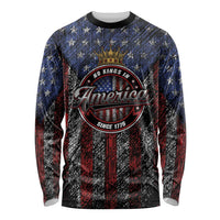 No Kings In America Since 1777 Long Sleeve Shirt Retro Vibe - Wonder Print Shop
