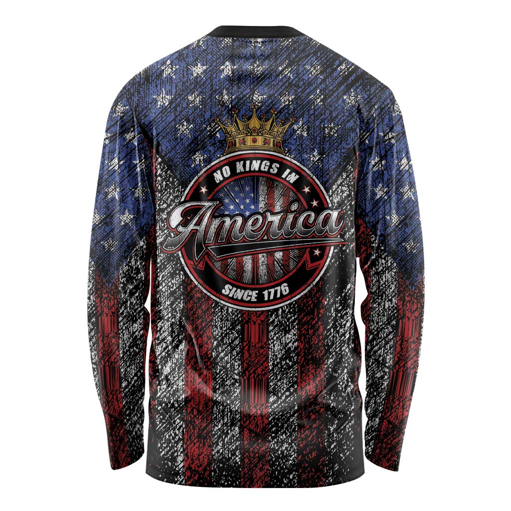 No Kings In America Since 1777 Long Sleeve Shirt Retro Vibe - Wonder Print Shop