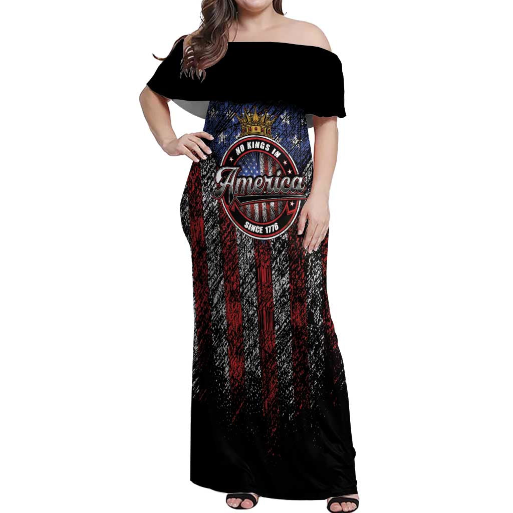No Kings In America Since 1777 Off Shoulder Maxi Dress Retro Vibe - Wonder Print Shop