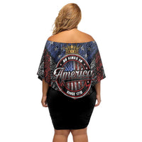 No Kings In America Since 1777 Off Shoulder Short Dress Retro Vibe - Wonder Print Shop
