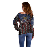 No Kings In America Since 1777 Off Shoulder Sweater Retro Vibe - Wonder Print Shop