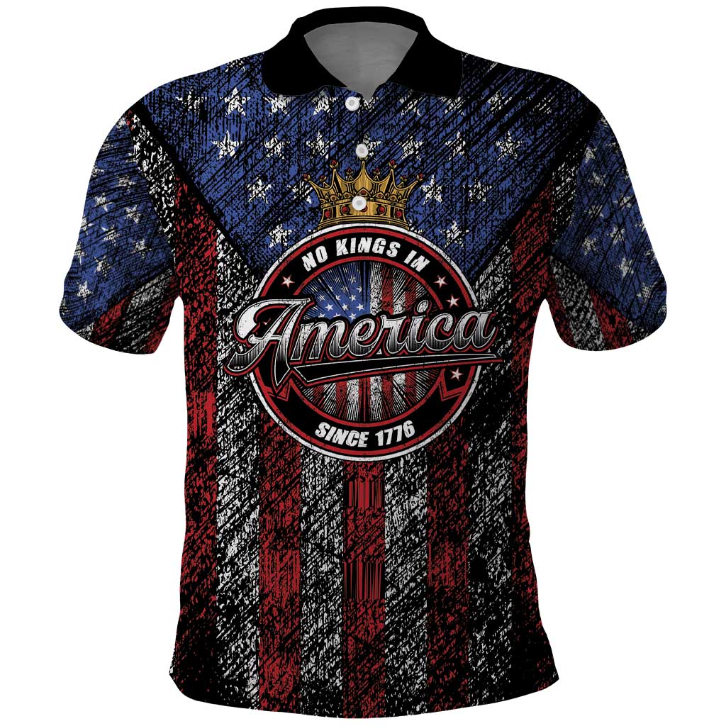 No Kings In America Since 1777 Polo Shirt Retro Vibe - Wonder Print Shop