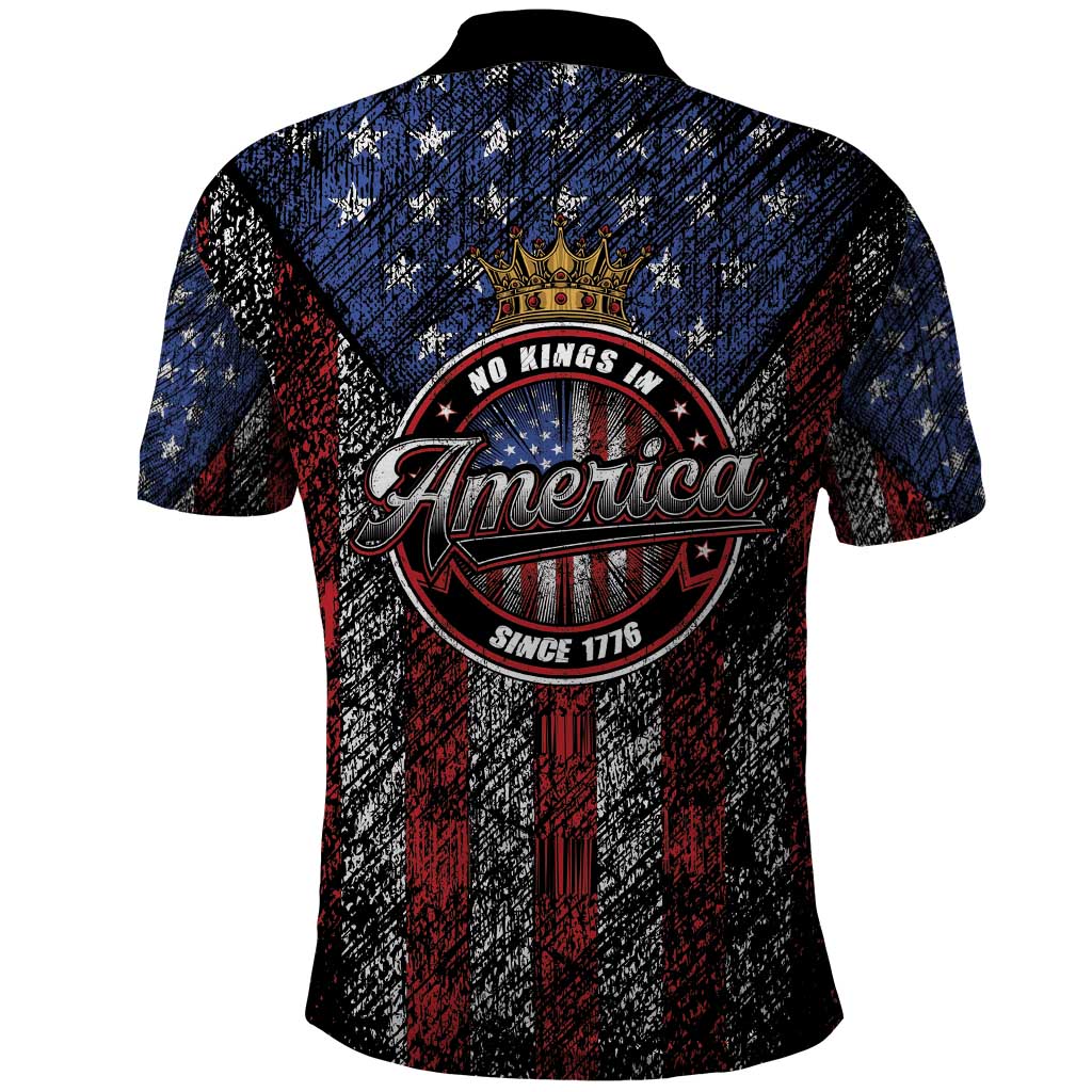No Kings In America Since 1777 Polo Shirt Retro Vibe - Wonder Print Shop