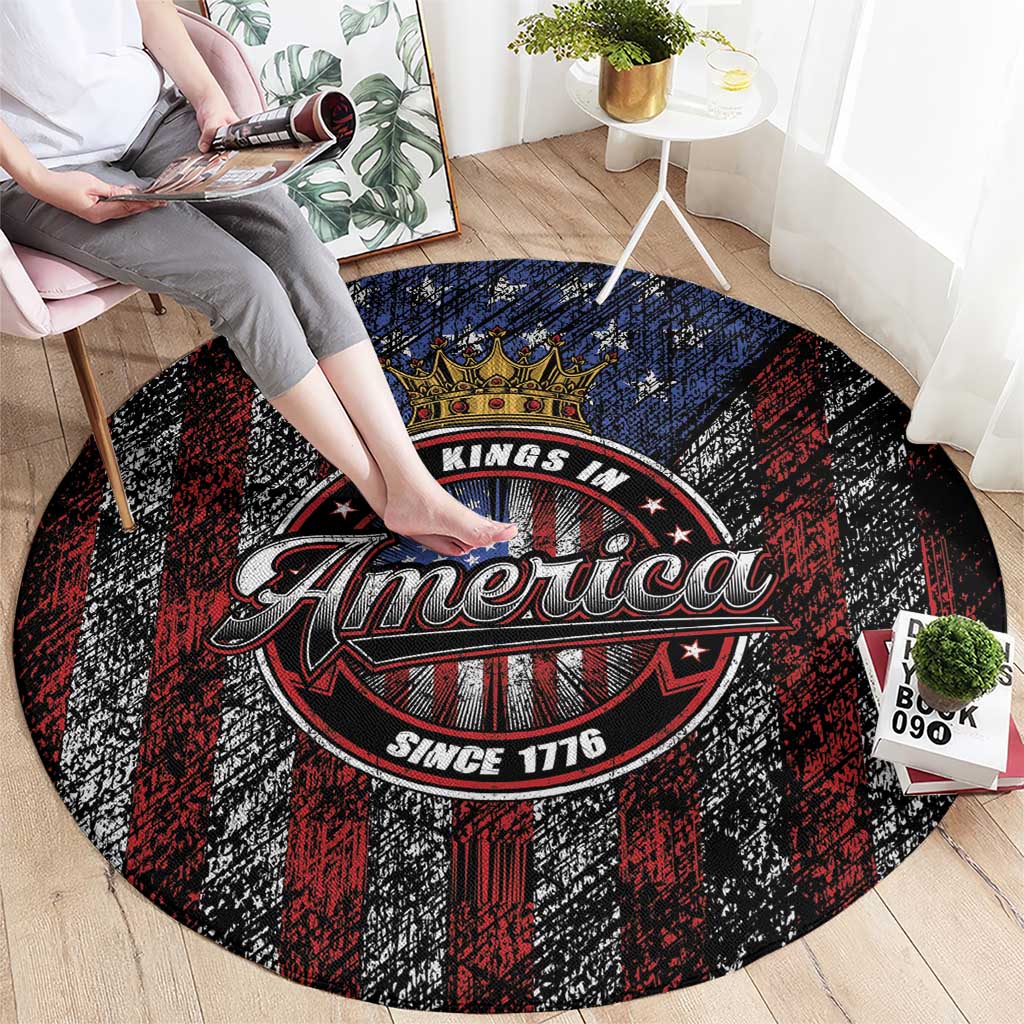 No Kings In America Since 1777 Round Carpet Retro Vibe - Wonder Print Shop