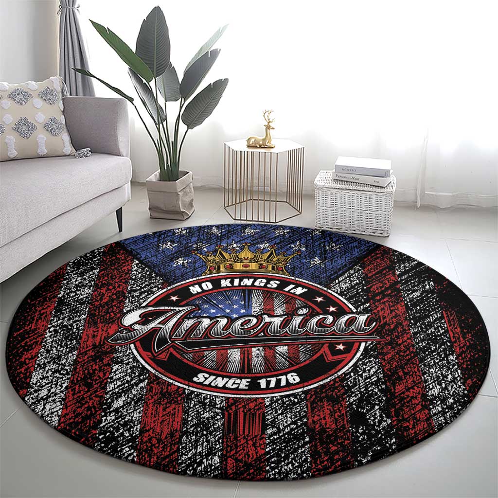 No Kings In America Since 1777 Round Carpet Retro Vibe - Wonder Print Shop