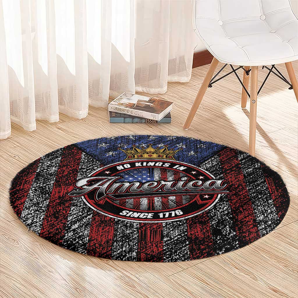 No Kings In America Since 1777 Round Carpet Retro Vibe - Wonder Print Shop