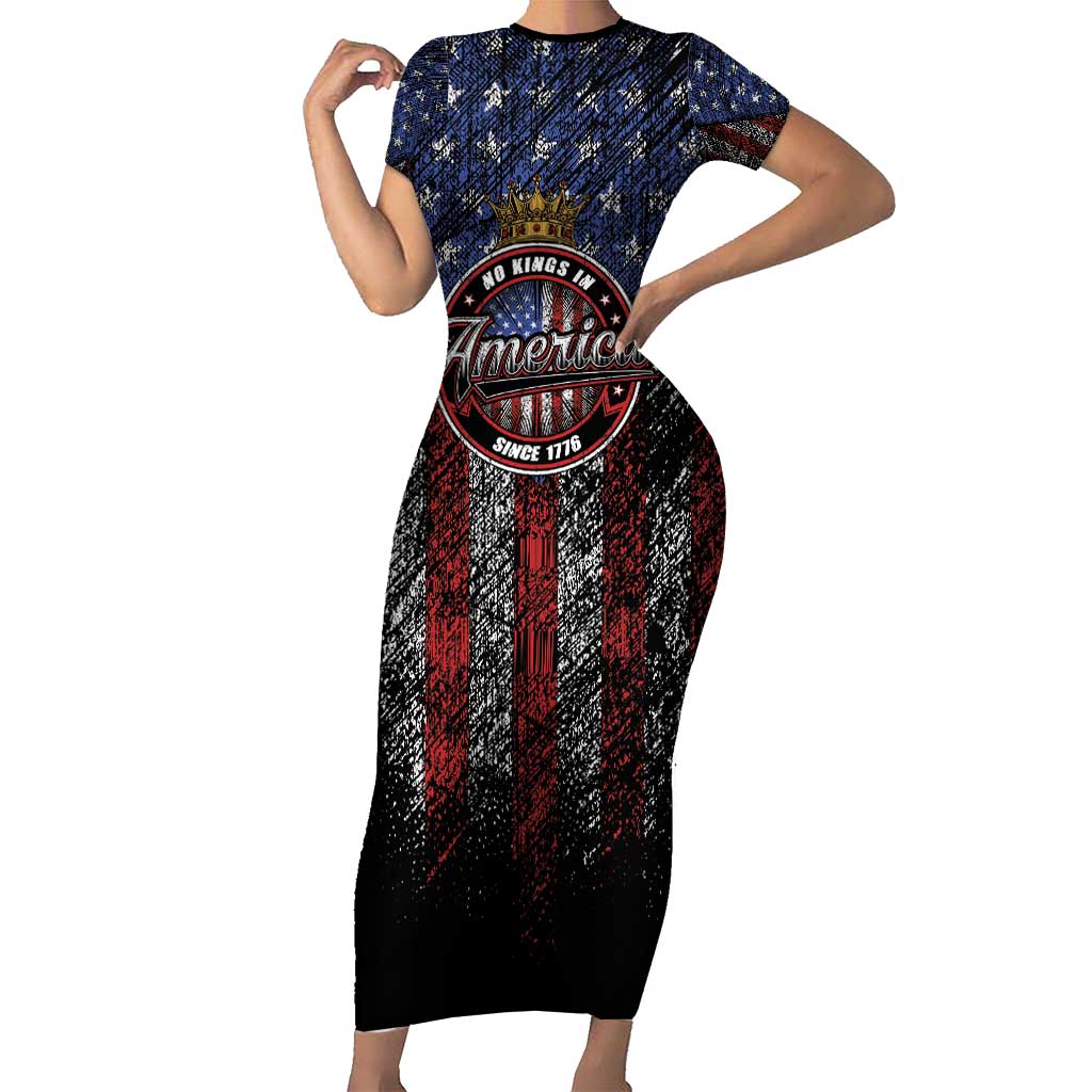 No Kings In America Since 1777 Short Sleeve Bodycon Dress Retro Vibe - Wonder Print Shop