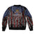No Kings In America Since 1777 Sleeve Zip Bomber Jacket Retro Vibe - Wonder Print Shop