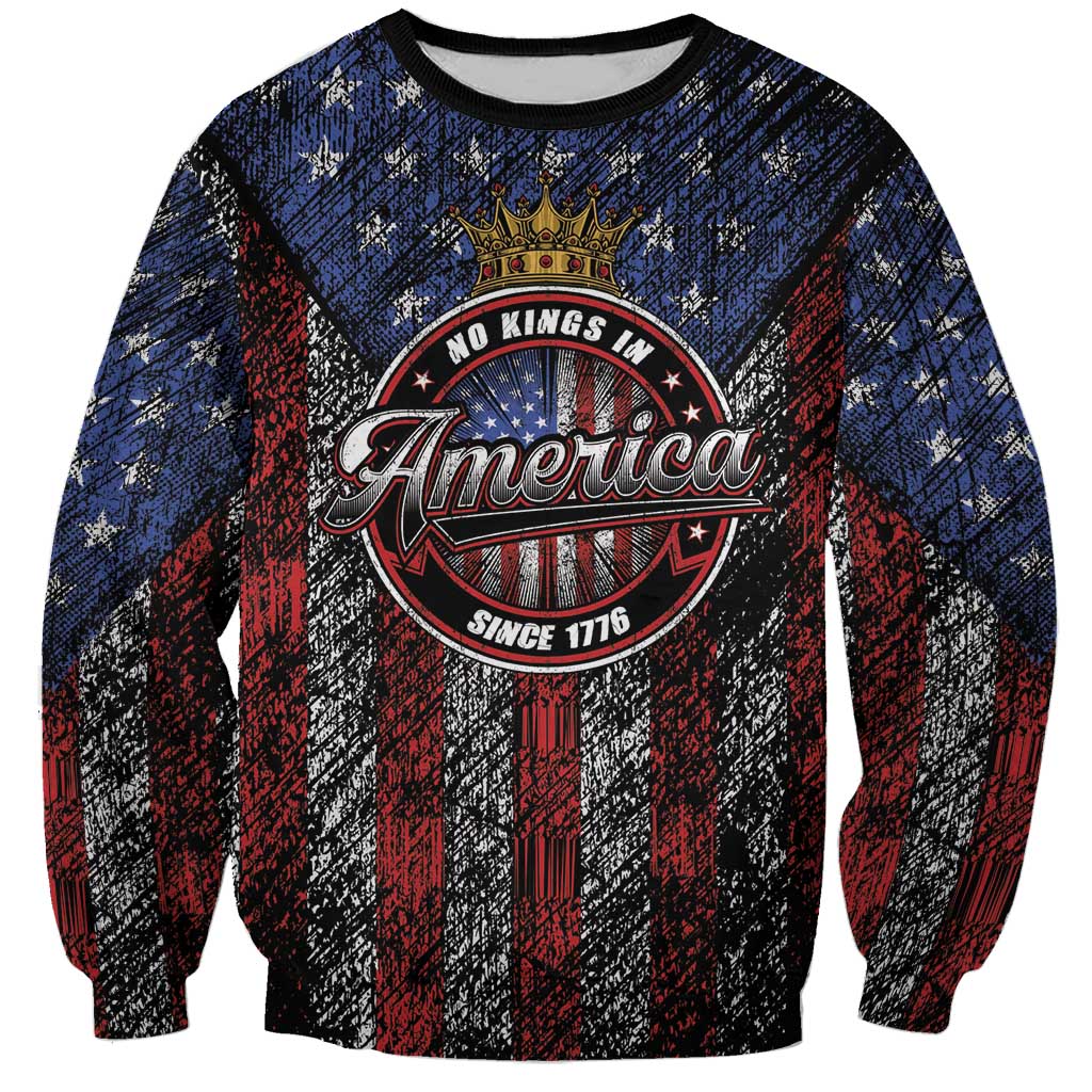 No Kings In America Since 1777 Sweatshirt Retro Vibe - Wonder Print Shop