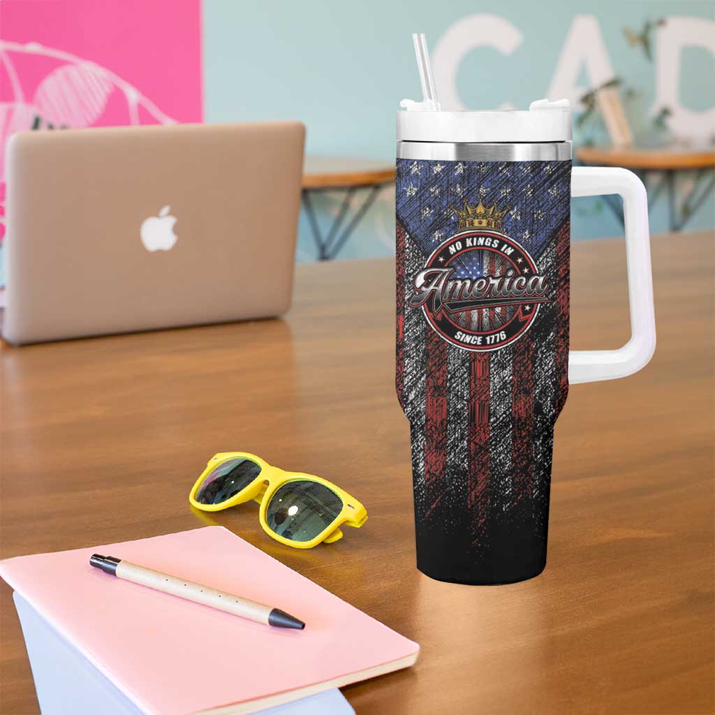 No Kings In America Since 1777 Tumbler With Handle Retro Vibe - Wonder Print Shop