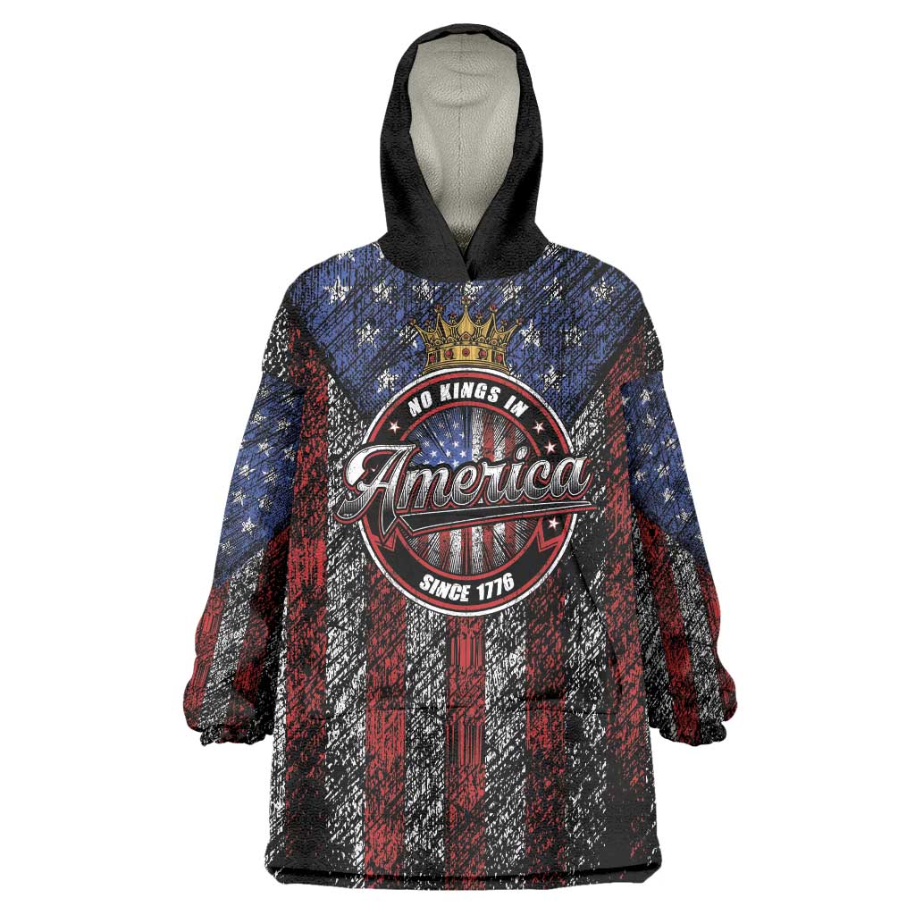 No Kings In America Since 1777 Wearable Blanket Hoodie Retro Vibe - Wonder Print Shop