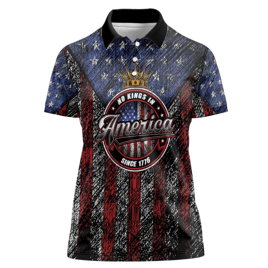 No Kings In America Since 1777 Women Polo Shirt Retro Vibe - Wonder Print Shop