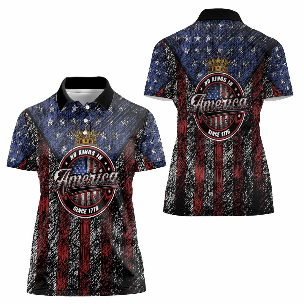 No Kings In America Since 1777 Women Polo Shirt Retro Vibe - Wonder Print Shop