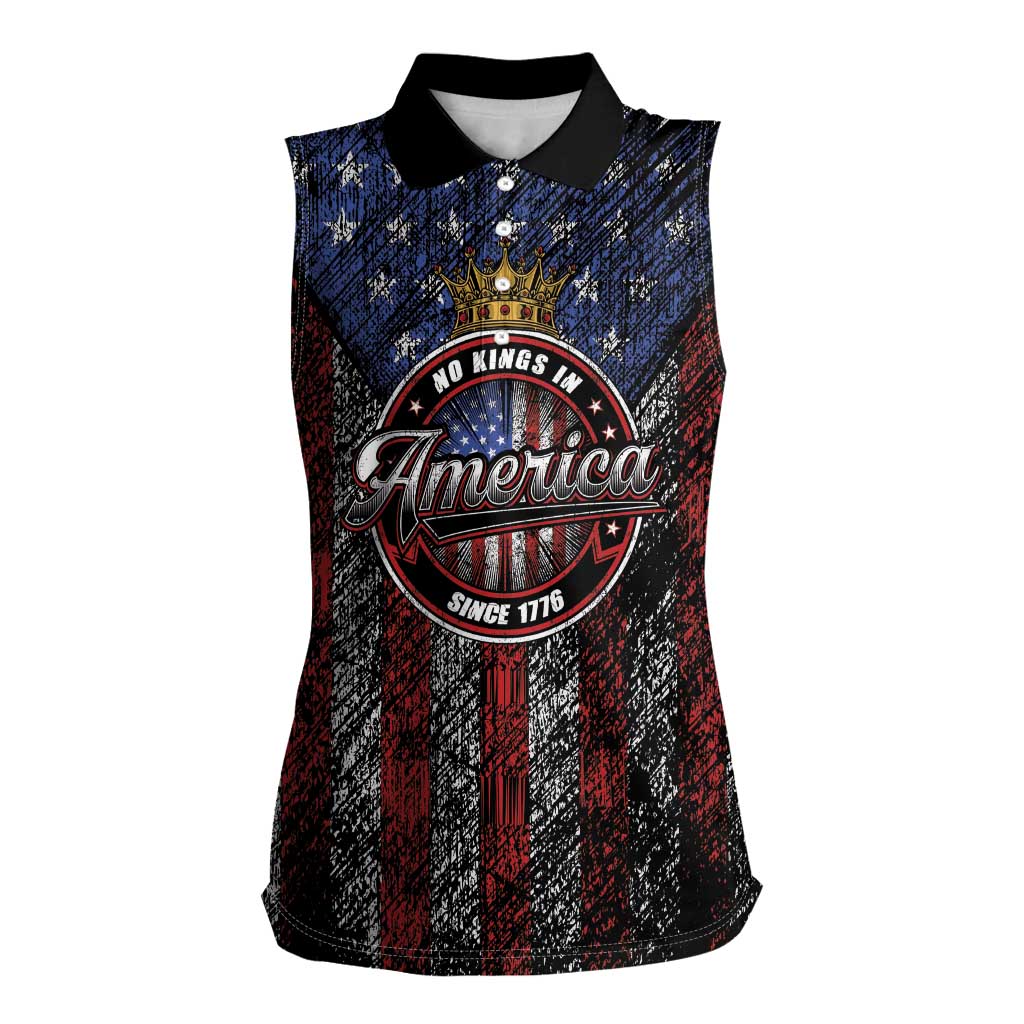 No Kings In America Since 1777 Women Sleeveless Polo Shirt Retro Vibe - Wonder Print Shop