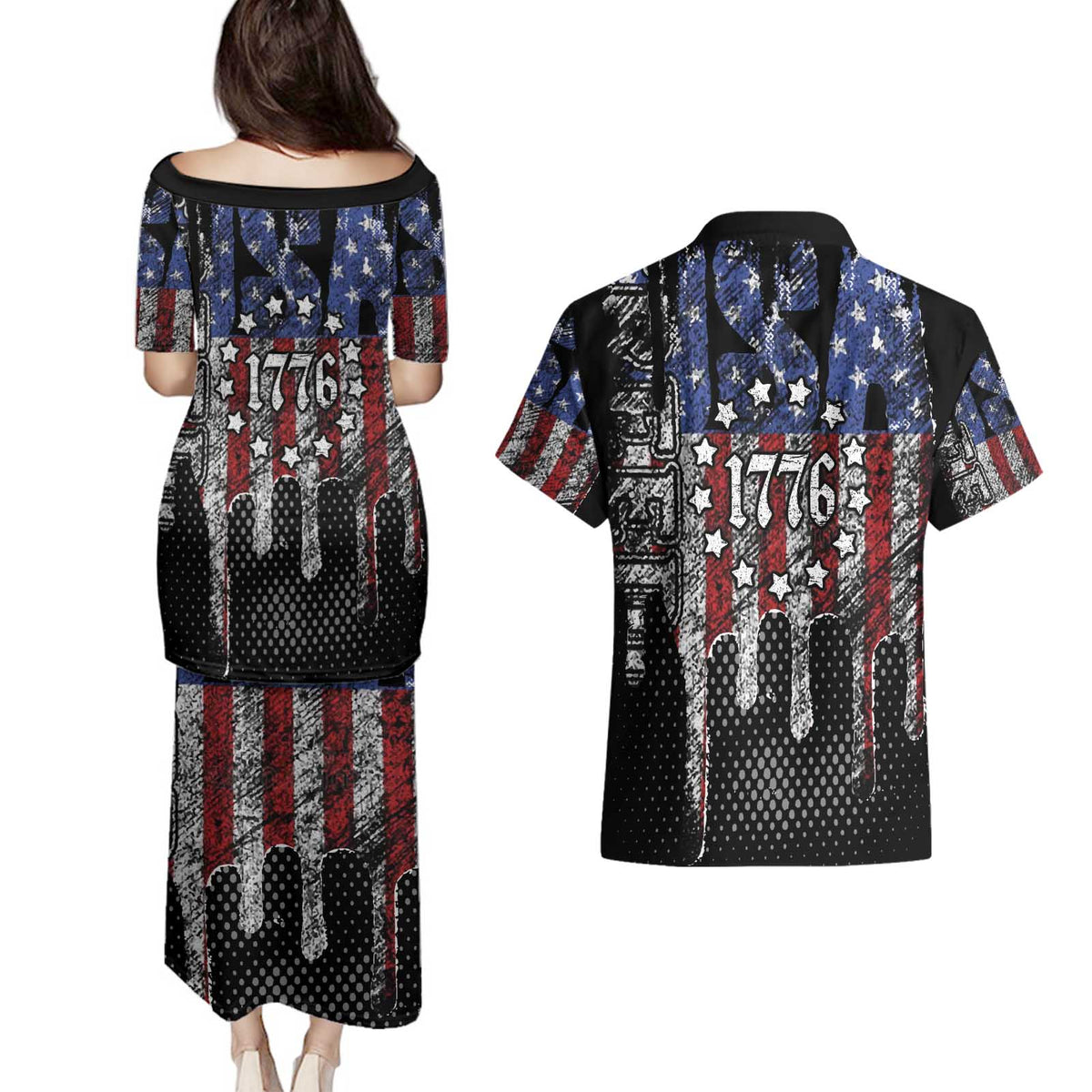 We The People Couples Matching Puletasi and Hawaiian Shirt No Kings In America Since 1776 - Wonder Print Shop