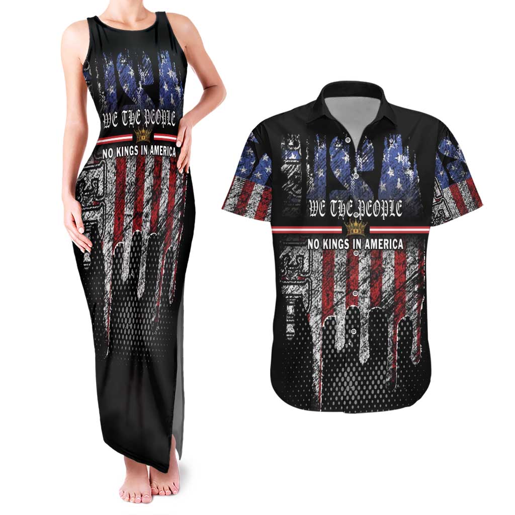 We The People Couples Matching Tank Maxi Dress and Hawaiian Shirt No Kings In America Since 1776 - Wonder Print Shop