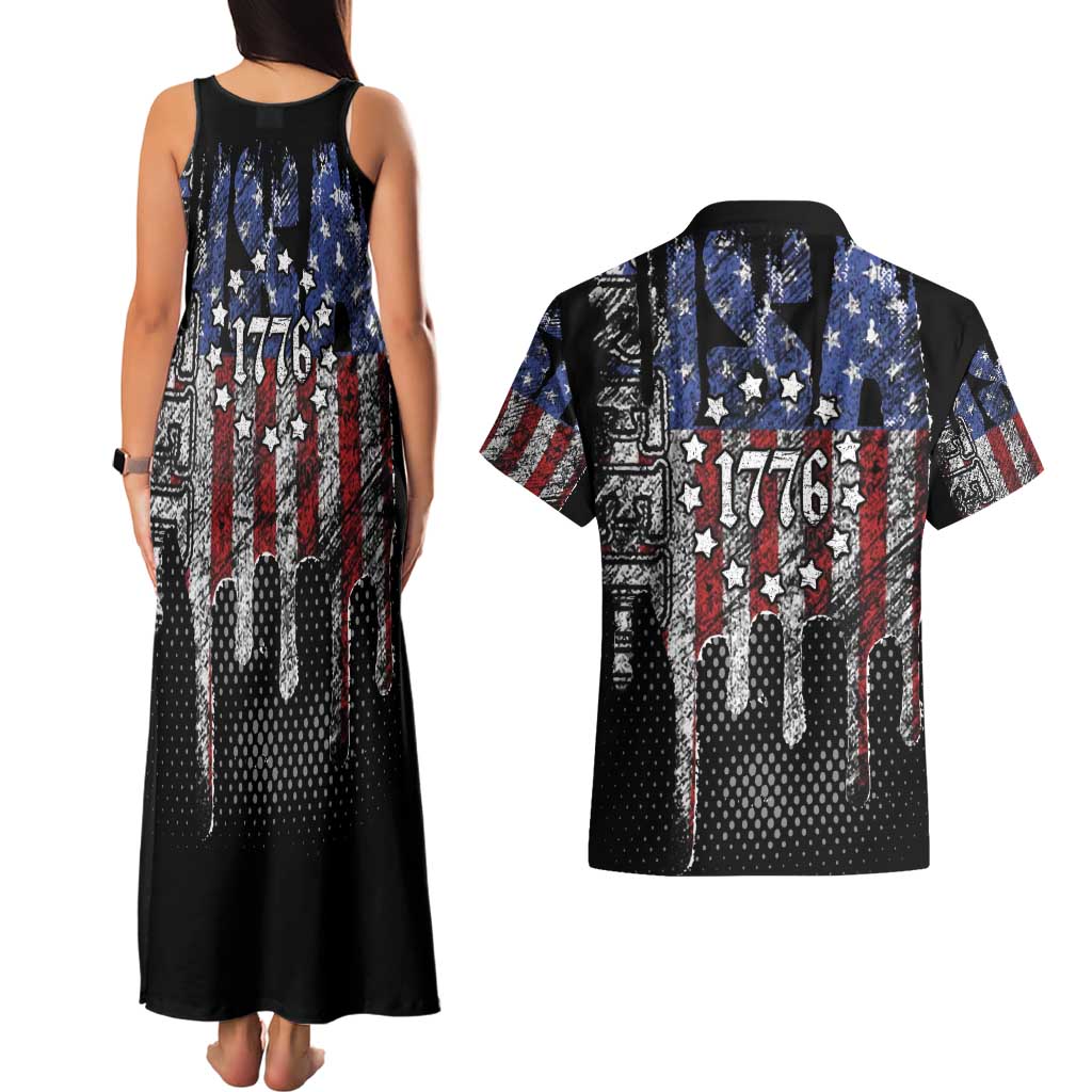 We The People Couples Matching Tank Maxi Dress and Hawaiian Shirt No Kings In America Since 1776 - Wonder Print Shop