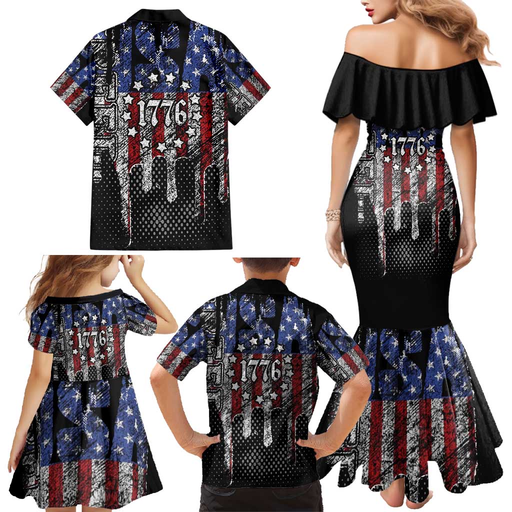 We The People Family Matching Mermaid Dress and Hawaiian Shirt No Kings In America Since 1776 - Wonder Print Shop