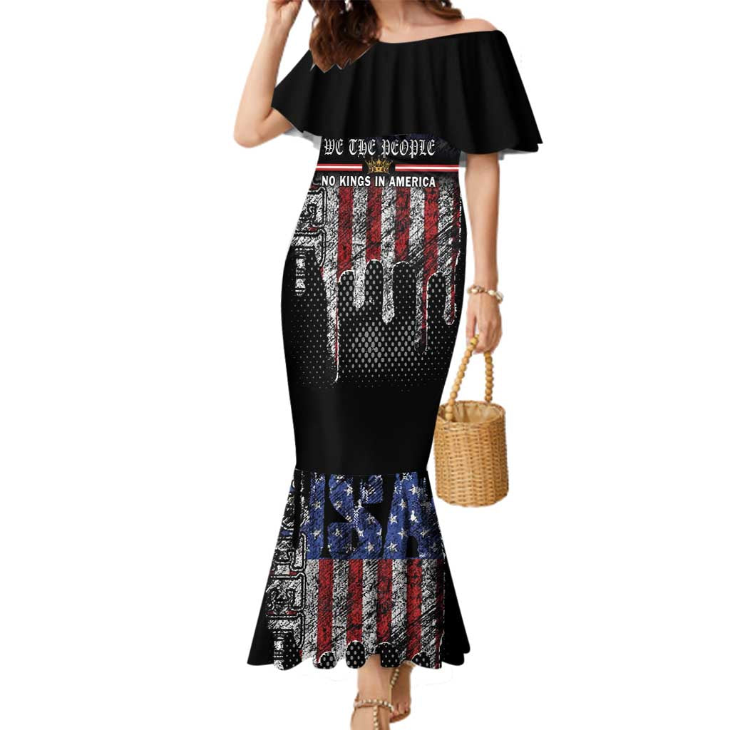 We The People Family Matching Mermaid Dress and Hawaiian Shirt No Kings In America Since 1776 - Wonder Print Shop