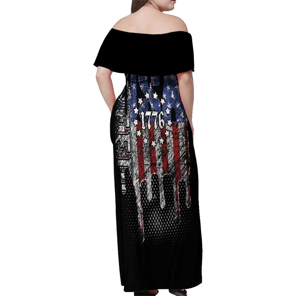 We The People Family Matching Off Shoulder Maxi Dress and Hawaiian Shirt No Kings In America Since 1776 - Wonder Print Shop
