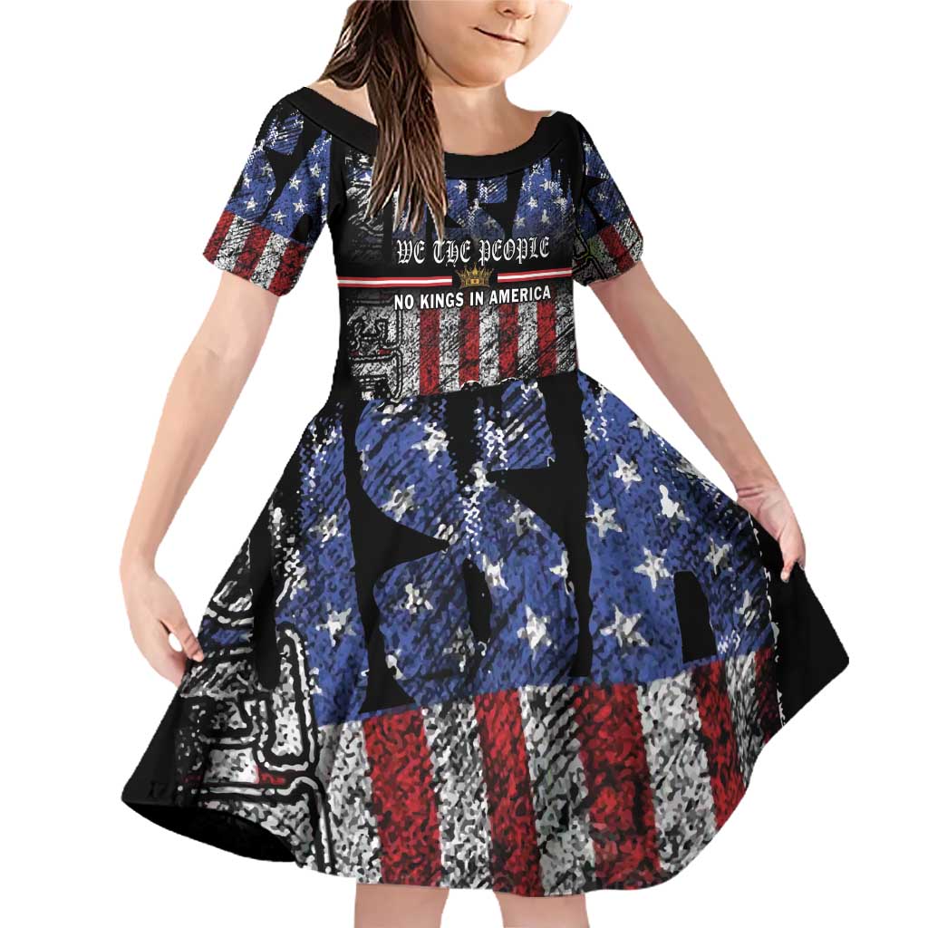 We The People Family Matching Off Shoulder Short Dress and Hawaiian Shirt No Kings In America Since 1776 - Wonder Print Shop