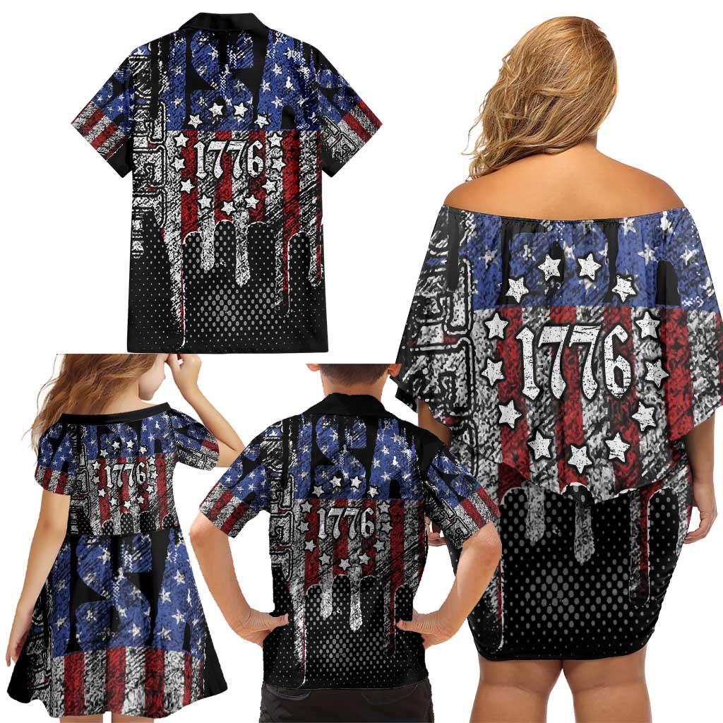 We The People Family Matching Off Shoulder Short Dress and Hawaiian Shirt No Kings In America Since 1776 - Wonder Print Shop