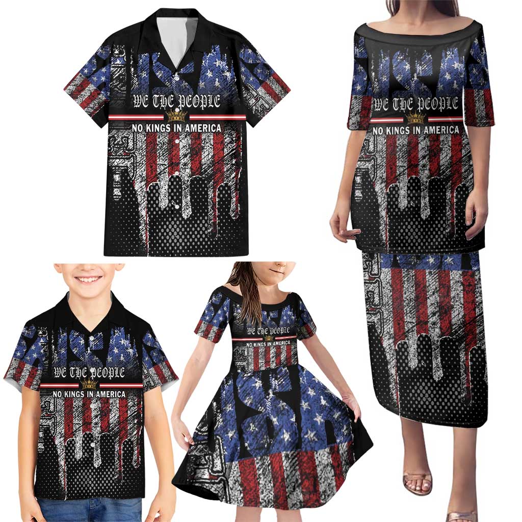 We The People Family Matching Puletasi and Hawaiian Shirt No Kings In America Since 1776 - Wonder Print Shop