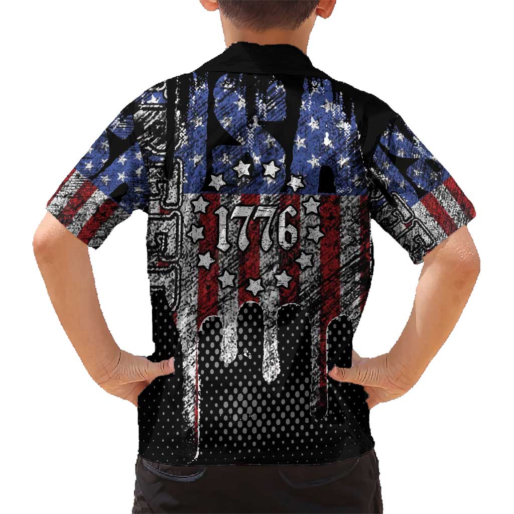 We The People Family Matching Short Sleeve Bodycon Dress and Hawaiian Shirt No Kings In America Since 1776 - Wonder Print Shop