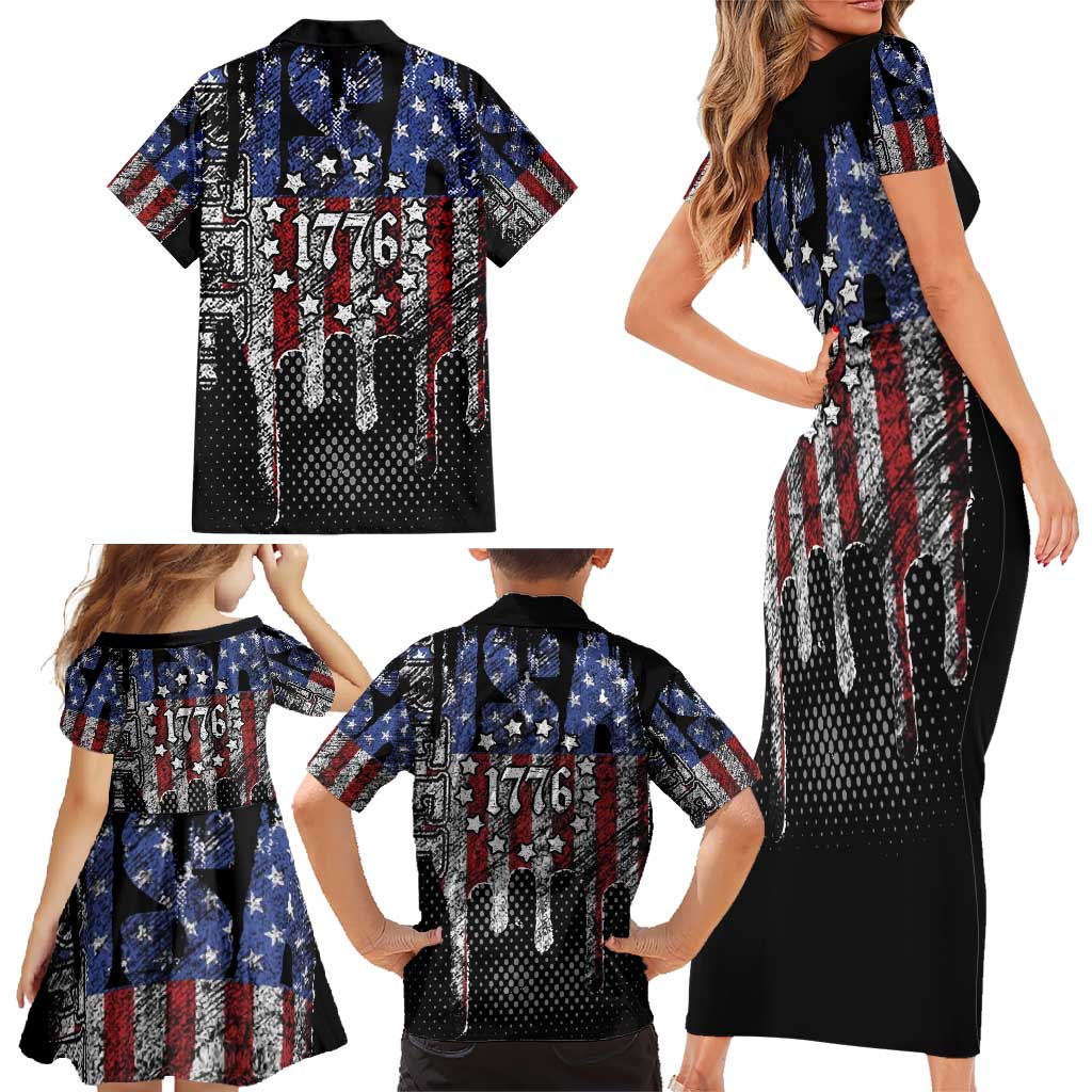 We The People Family Matching Short Sleeve Bodycon Dress and Hawaiian Shirt No Kings In America Since 1776 - Wonder Print Shop