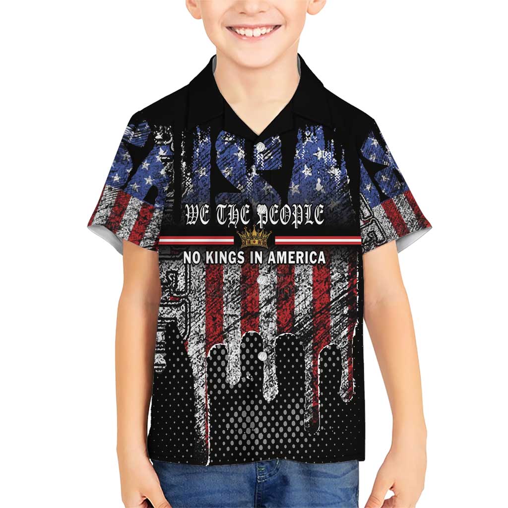 We The People Family Matching Short Sleeve Bodycon Dress and Hawaiian Shirt No Kings In America Since 1776 - Wonder Print Shop