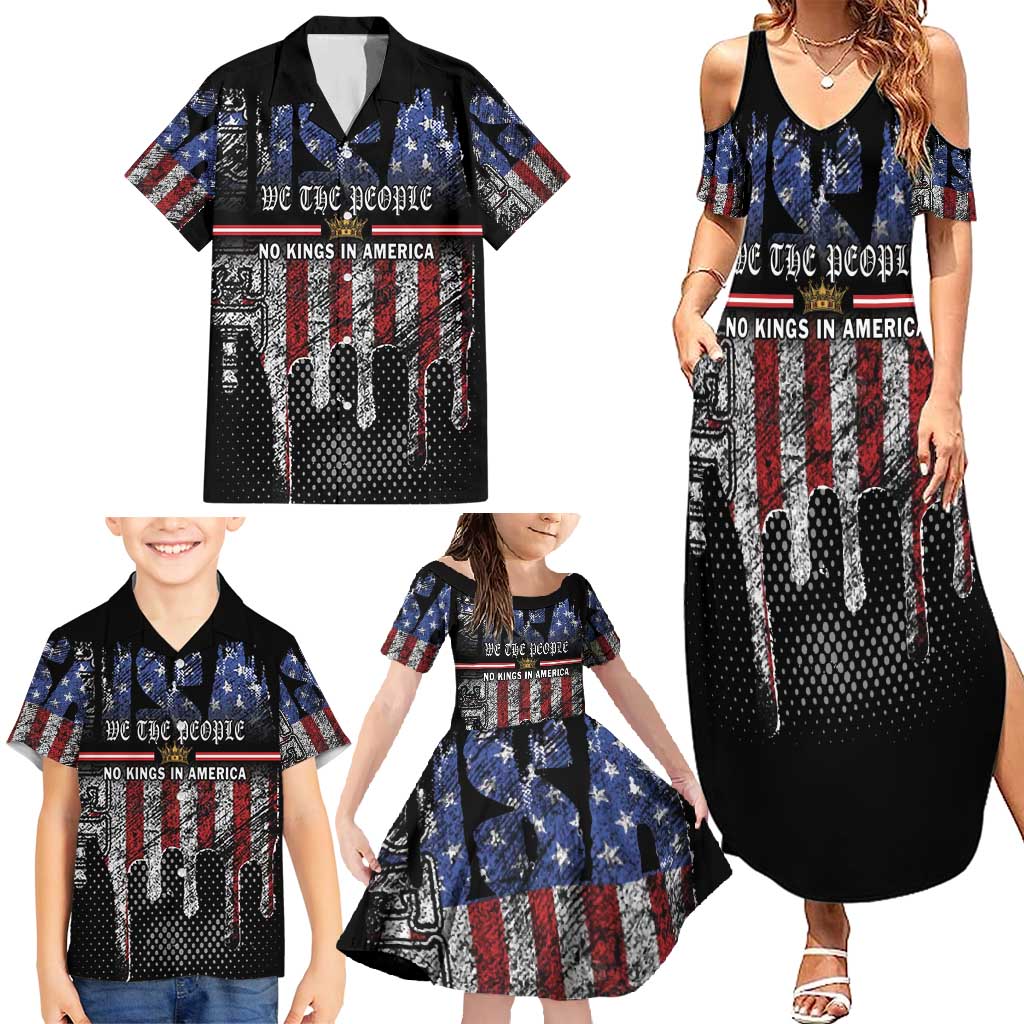 We The People Family Matching Summer Maxi Dress and Hawaiian Shirt No Kings In America Since 1776 - Wonder Print Shop