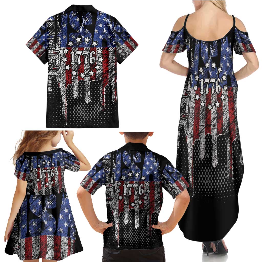 We The People Family Matching Summer Maxi Dress and Hawaiian Shirt No Kings In America Since 1776 - Wonder Print Shop