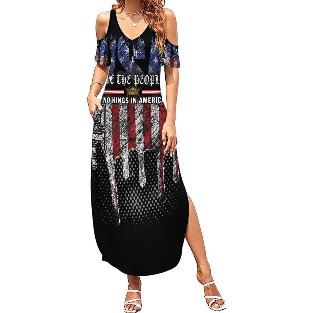 We The People Family Matching Summer Maxi Dress and Hawaiian Shirt No Kings In America Since 1776 - Wonder Print Shop