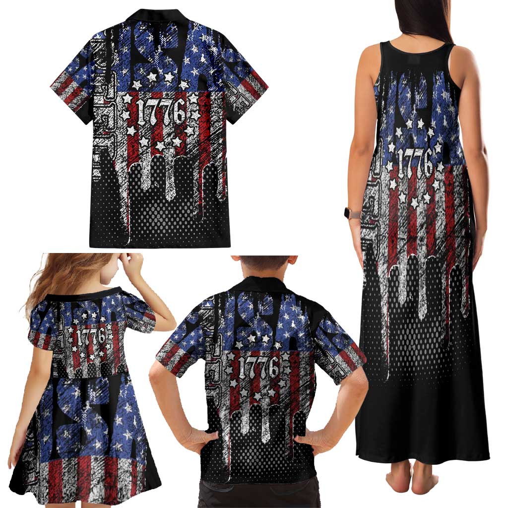We The People Family Matching Tank Maxi Dress and Hawaiian Shirt No Kings In America Since 1776 - Wonder Print Shop