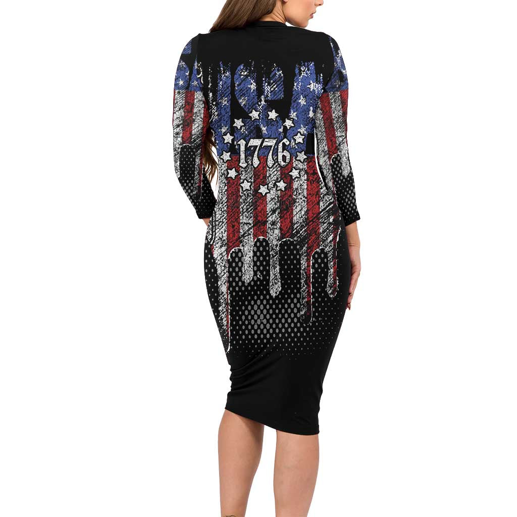 We The People Long Sleeve Bodycon Dress No Kings In America Since 1776 - Wonder Print Shop