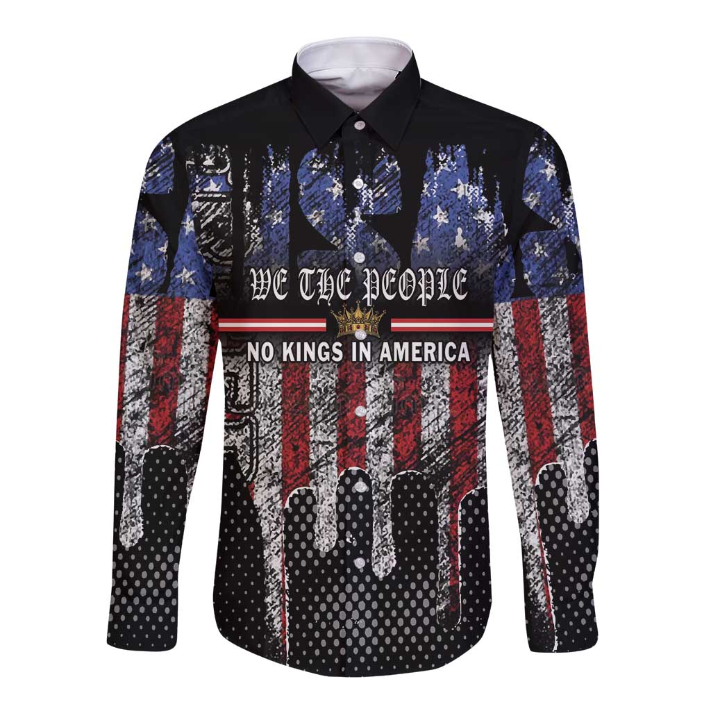 We The People Long Sleeve Button Shirt No Kings In America Since 1776 - Wonder Print Shop